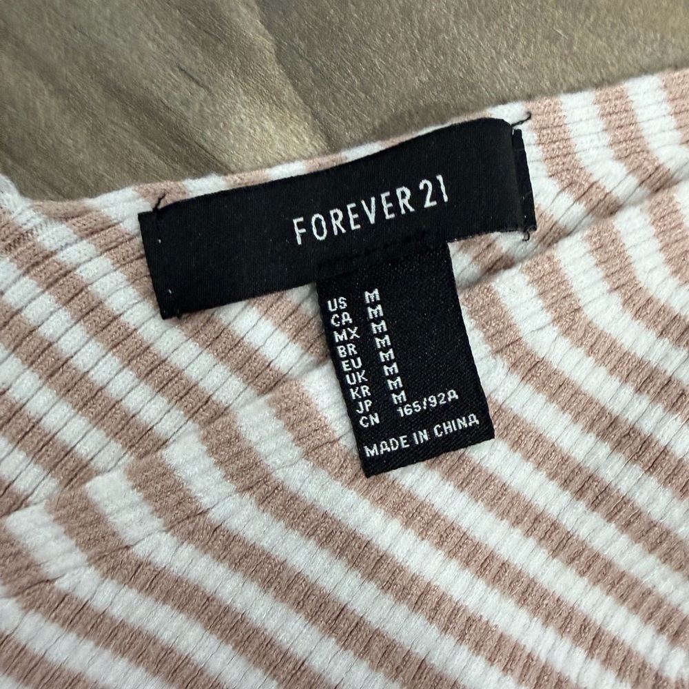 Forever 21 Pink and White Striped Long Sleeve Top - Picture 2 of 3